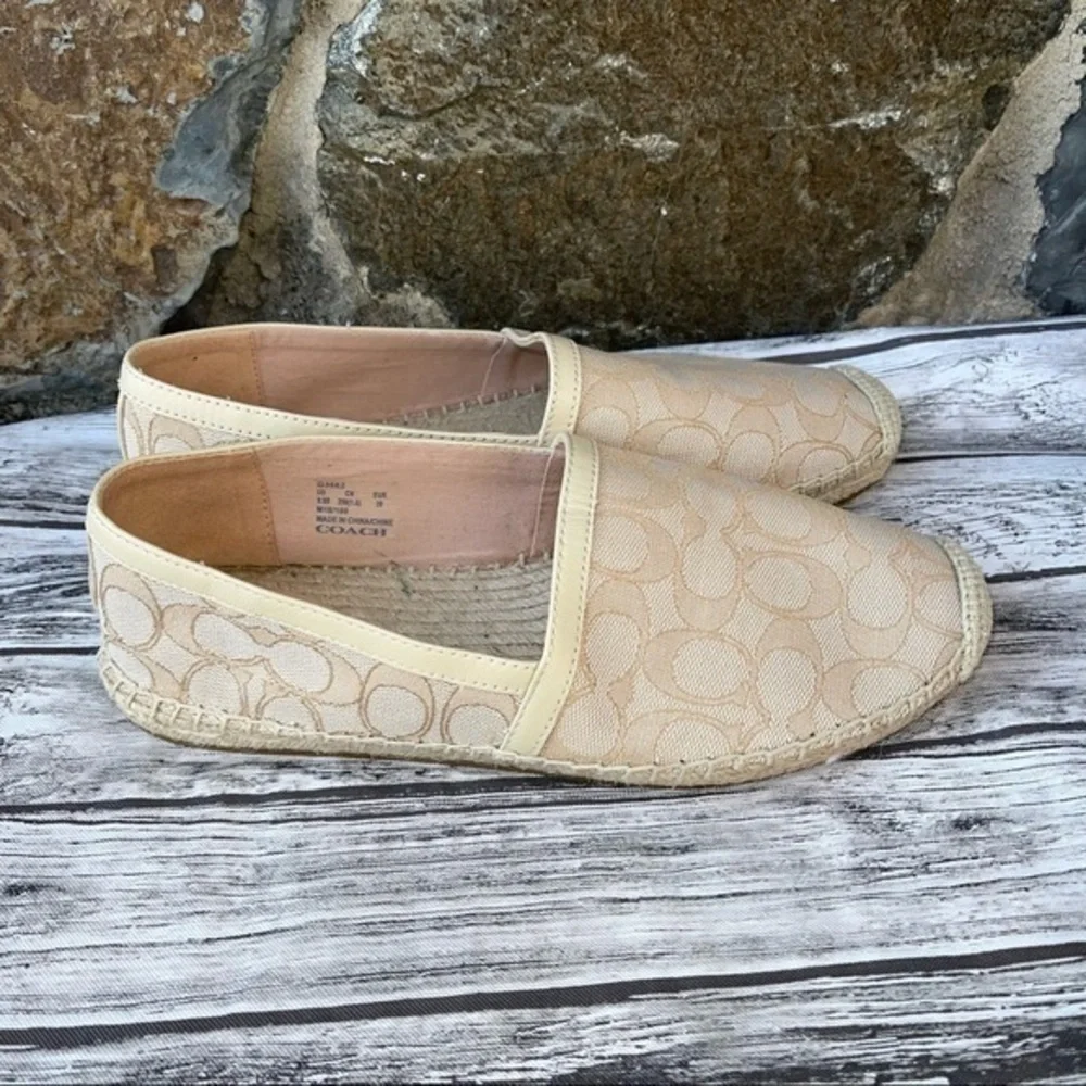 Coach Casey Espadrille beige ivory slide size 9